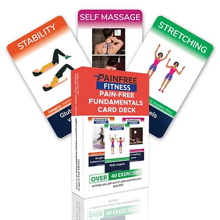 (50+ Cards) Pain-Free Fundamentals Flashcards Pain-Free Fitness, 3x5 in, Workout Cards Suitable for Pain-Free Stretching & Exercise, Warm Ups, Cooldowns, Tear-Resistant, Bend Resistant Flashcards